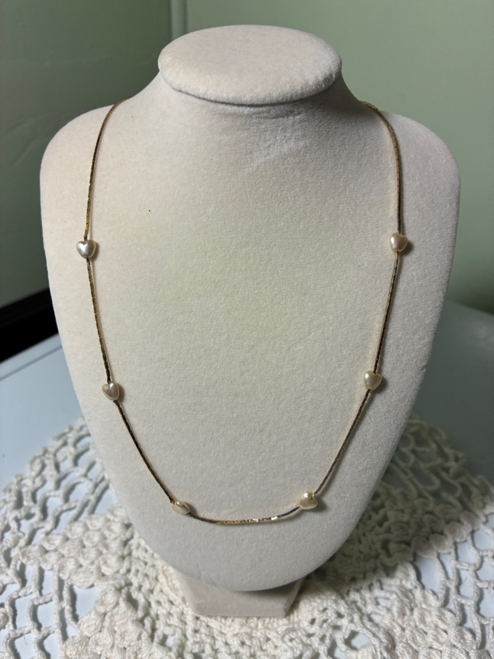 Delicate Gold Pearl Station Necklace - Elegant Women's Jewelry